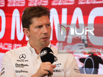 James Vowles during a press conference ahead of the Formula 1 Grand Prix of Monaco at Circuit de Monaco in Monaco on May 26, 2023. (