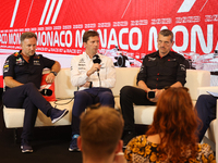 Christian Horner, James Vowles and Guenther Steiner during a press conference ahead of the Formula 1 Grand Prix of Monaco at Circuit de Mona...