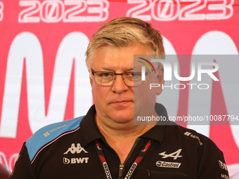 Otmar Szafnauer during a press conference ahead of the Formula 1 Grand Prix of Monaco at Circuit de Monaco in Monaco on May 26, 2023. (