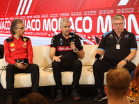 Laurent Mekies, Alessandro Alunni Bravi and Otmar Szafnauer during a press conference ahead of the Formula 1 Grand Prix of Monaco at Circuit...