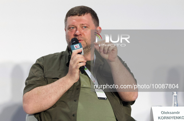 KYIV, UKRAINE - MAY 26, 2023 - First Deputy Speaker of the Verkhovna Rada of Ukraine Oleksandr Korniienko speaks during the Be Free. Thinkin...