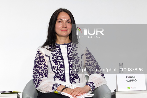 KYIV, UKRAINE - MAY 26, 2023 - Chair of the Board of the ANTS National Interest Advocacy Network Hanna Hopko partakes in the Be Free. Thinki...