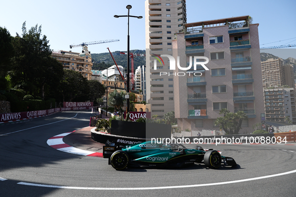 Fernando Alonso of Aston Martin Aramco during second practice ahead of the Formula 1 Grand Prix of Monaco at Circuit de Monaco in Monaco on...