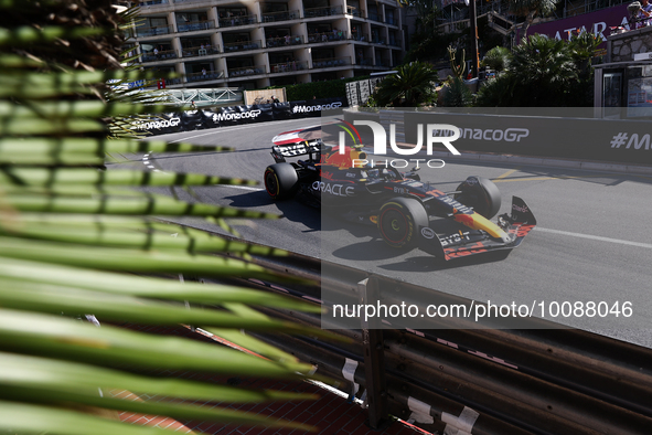 Sergio Perez of Red Bull Racing during second practice ahead of the Formula 1 Grand Prix of Monaco at Circuit de Monaco in Monaco on May 26,...