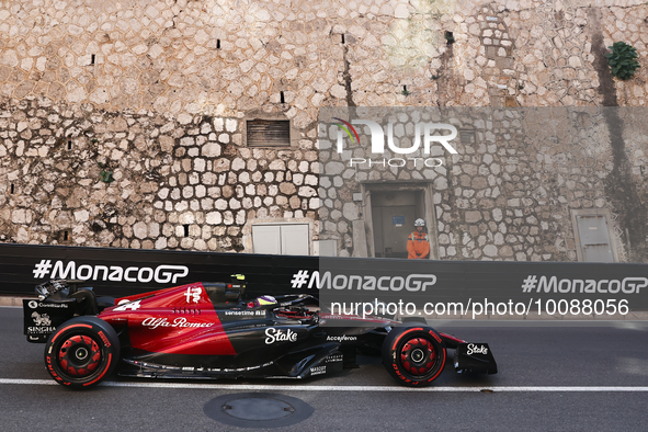 Zhou Guanyu of Alfa Romeo during second practice ahead of the Formula 1 Grand Prix of Monaco at Circuit de Monaco in Monaco on May 26, 2023....