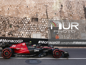 Zhou Guanyu of Alfa Romeo during second practice ahead of the Formula 1 Grand Prix of Monaco at Circuit de Monaco in Monaco on May 26, 2023....