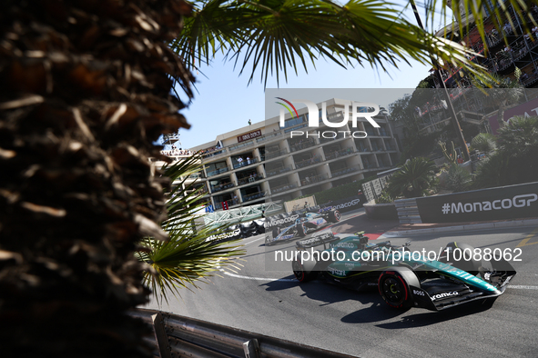 Fernando Alonso of Aston Martin Aramco during second practice ahead of the Formula 1 Grand Prix of Monaco at Circuit de Monaco in Monaco on...