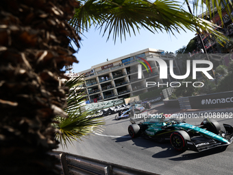 Fernando Alonso of Aston Martin Aramco during second practice ahead of the Formula 1 Grand Prix of Monaco at Circuit de Monaco in Monaco on...