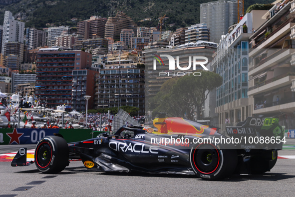 Max Verstappen of Red Bull Racing drives on the track during Practice 1 ahead of the F1 Grand Prix of Monaco at Circuit de Monaco on May 26,...