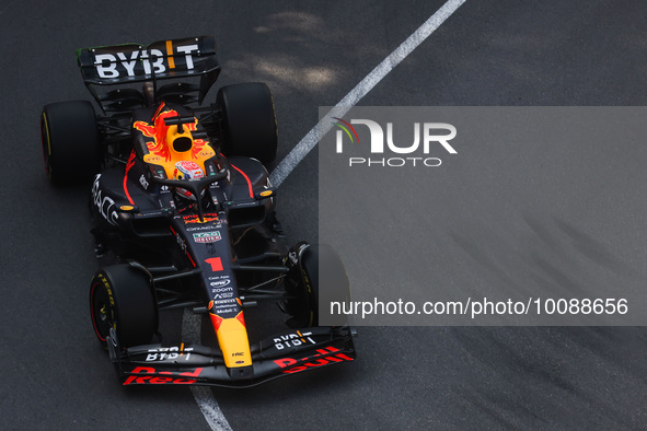 Max Verstappen of Red Bull Racing drives on the track during Practice 2 ahead of the F1 Grand Prix of Monaco at Circuit de Monaco on May 26,...