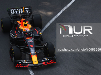 Max Verstappen of Red Bull Racing drives on the track during Practice 2 ahead of the F1 Grand Prix of Monaco at Circuit de Monaco on May 26,...