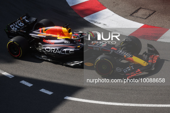 Max Verstappen of Red Bull Racing drives on the track during Practice 2 ahead of the F1 Grand Prix of Monaco at Circuit de Monaco on May 26,...