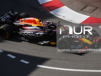 Max Verstappen of Red Bull Racing drives on the track during Practice 2 ahead of the F1 Grand Prix of Monaco at Circuit de Monaco on May 26,...