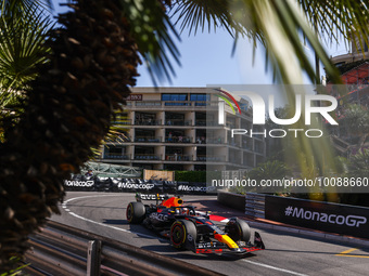 Max Verstappen of Red Bull Racing drives on the track during Practice 2 ahead of the F1 Grand Prix of Monaco at Circuit de Monaco on May 26,...