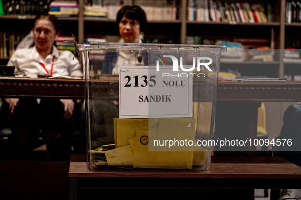 Voting envelopes are collected in a chest at 2nd run of presidental election of Turkey, Istanbul/Turkey 28 may 2023 