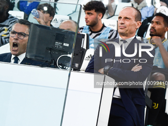 Massimiliano Allegri (Juventus) and Marco Landucci during the Serie A Football match between Juventus FC and AC Milan at Allianz Stadium, on...