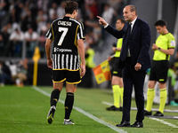 Massimiliano Allegri (Juventus) talks whit Federico Chiesa (Juventus) during the Serie A Football match between Juventus FC and AC Milan at...