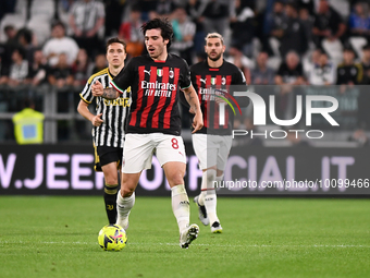 Sandro Tonali (AC Milan) during the Serie A Football match between Juventus FC and AC Milan at Allianz Stadium, on 28 May 2023 in Turin, Ita...