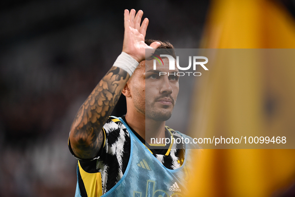 Leandro Paredes (Juventus) salutes during the Serie A Football match between Juventus FC and AC Milan at Allianz Stadium, on 28 May 2023 in...