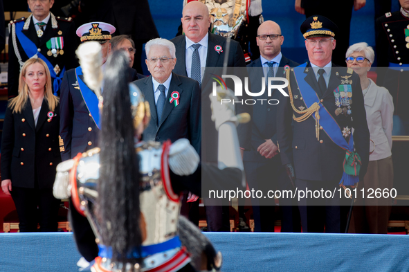 Sergio Mattarella in Rome on June 2, 2023 on the occasion of the parade for the 77th Italian Republic Day   