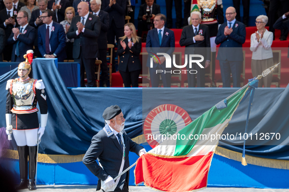 The traditional military parade in Rome's Imperial Forums to celebrate the 77th Italian Republic Day, with top authorities in attendance and...