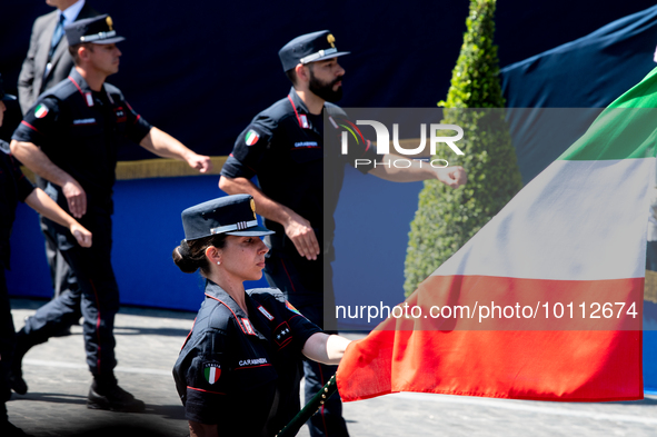 The traditional military parade in Rome's Imperial Forums to celebrate the 77th Italian Republic Day, with top authorities in attendance and...