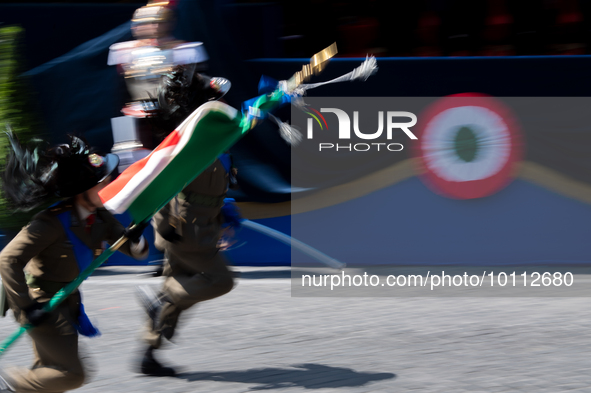 The traditional military parade in Rome's Imperial Forums to celebrate the 77th Italian Republic Day, with top authorities in attendance and...