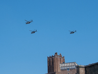 Italian Air Force aircraft over the skies of Rome in Italy on June 2, 2023 for the 77th Italian Republic Day        (