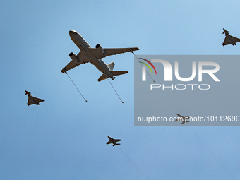 Italian Air Force aircraft over the skies of Rome in Italy on June 2, 2023 for the 77th Italian Republic Day        (