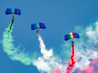 Folgore paratroopers over the skies of Rome in Italy on June 2, 2023 for the 77th Italian Republic Day        (