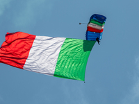 Folgore paratroopers over the skies of Rome in Italy on June 2, 2023 for the 77th Italian Republic Day        (