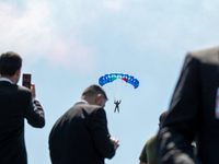 Folgore paratroopers over the skies of Rome in Italy on June 2, 2023 for the 77th Italian Republic Day        (