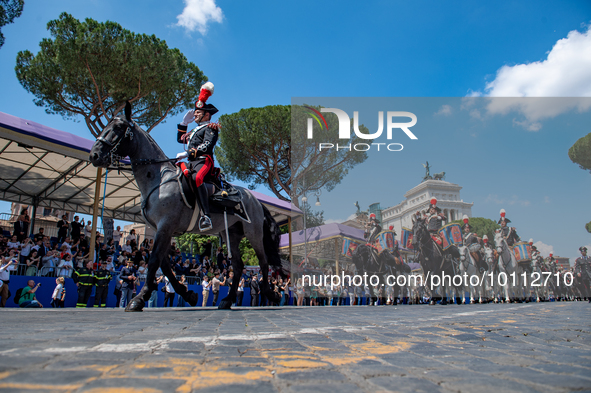 
The Carabinieri fanfare parades  in Rome on June 2, 2023 on the occasion of the parade for the 77th Italian Republic Day      