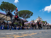 
The Carabinieri fanfare parades  in Rome on June 2, 2023 on the occasion of the parade for the 77th Italian Republic Day      (