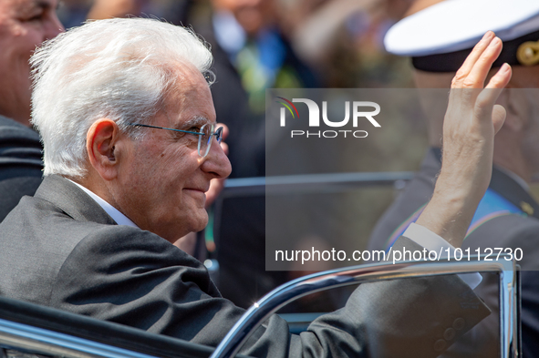 Sergio Mattarella in Rome on June 2, 2023 on the occasion of the parade for the 77th Italian Republic Day   