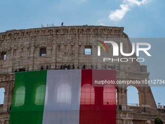 The traditional military parade in Rome's Imperial Forums to celebrate the 77th Italian Republic Day, with top authorities in attendance and...