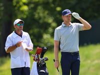 Cam Davis of Sydney, Australia looks down the 15thh fairway before hitting during the first round of the The Memorial Tournament presented b...