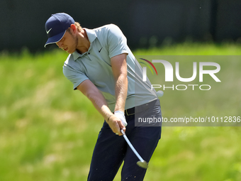 Cam Davis of Sydney, Australia hits from the 15th fairway before hitting during the first round of the The Memorial Tournament presented by...