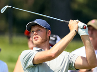 Cam Davis of Sydney, Australia follows his shot from the 16th tee during the first round of the The Memorial Tournament presented by Workday...