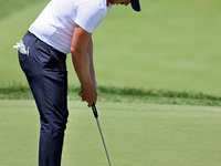 Matt Wallace of England putts on the 18th green during the first round of the The Memorial Tournament presented by Workday at Muirfield Vill...