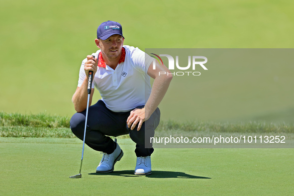 Matt Wallace of England looks overthe 17th green during the first round of the The Memorial Tournament presented by Workday at Muirfield Vil...