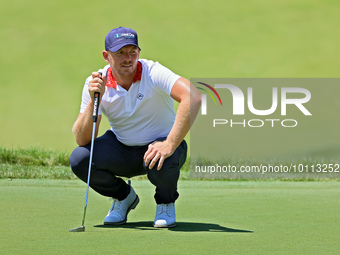 Matt Wallace of England looks overthe 17th green during the first round of the The Memorial Tournament presented by Workday at Muirfield Vil...