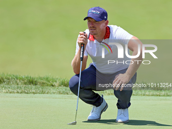 Matt Wallace of England looks over the 17th green during the first round of the The Memorial Tournament presented by Workday at Muirfield Vi...