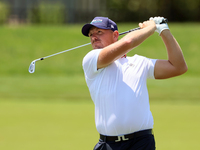 Matt Wallace of England hits from the fairway during the first round of the The Memorial Tournament presented by Workday at Muirfield Villag...