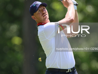 Matt Wallace of England hits from the 15th fairway to the green during the first round of the The Memorial Tournament presented by Workday a...