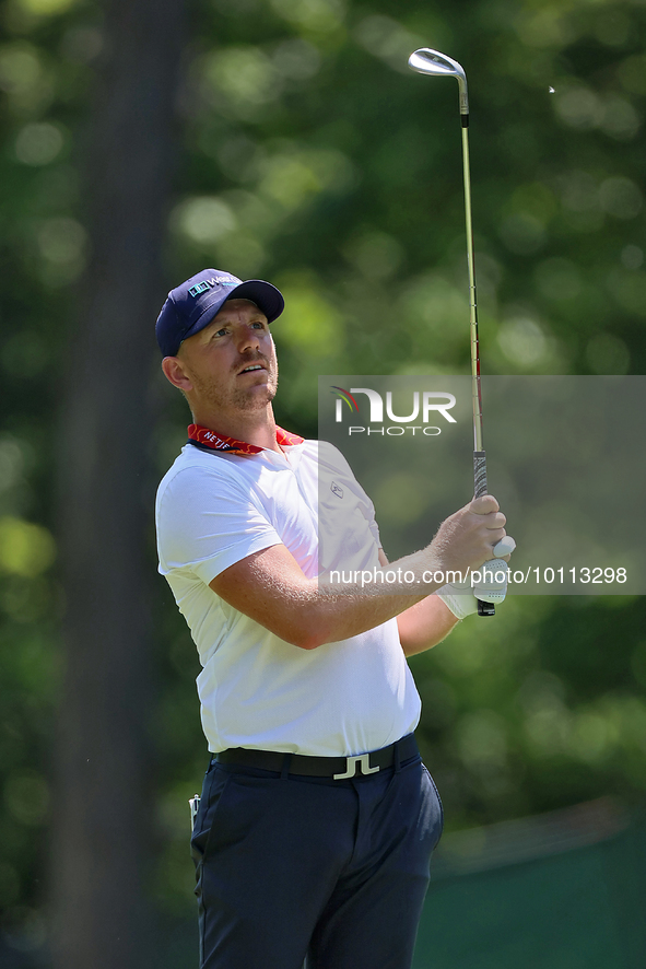 Matt Wallace of England follows his shot from the 15th fairway during the first round of the The Memorial Tournament presented by Workday at...