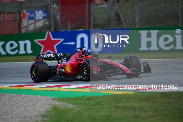 Charles Leclerc of Scuderia Mission Winnow Ferrari drive his single-seater during free practice of Spanish GP, 7th round of FIA Formula 1 Wo...