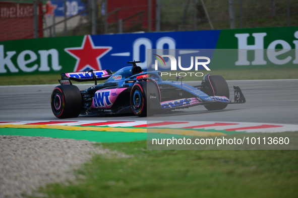 Esteban Ocon of Alpine F1 Team drive his single-seater during free practice of Spanish GP, 7th round of FIA Formula 1 World Championship in...