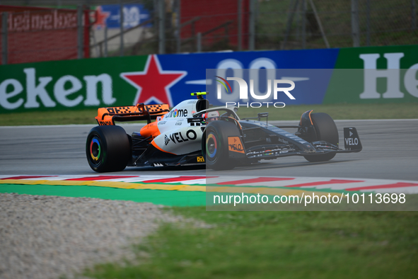 Lando Norris McLaren F1 Team drive his single-seater during free practice of Spanish GP, 7th round of FIA Formula 1 World Championship in Ci...