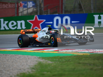 Lando Norris McLaren F1 Team drive his single-seater during free practice of Spanish GP, 7th round of FIA Formula 1 World Championship in Ci...